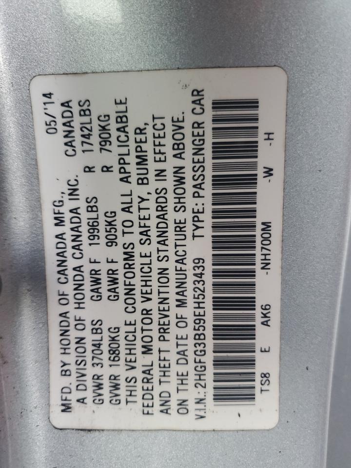 2HGFG3B59EH523439 2014 Honda Civic Lx