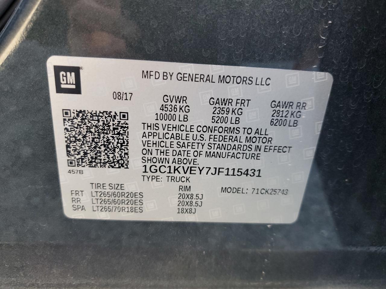 VIN 1GC1KVEY7JF115431 2018 CHEVROLET ALL Models no.12