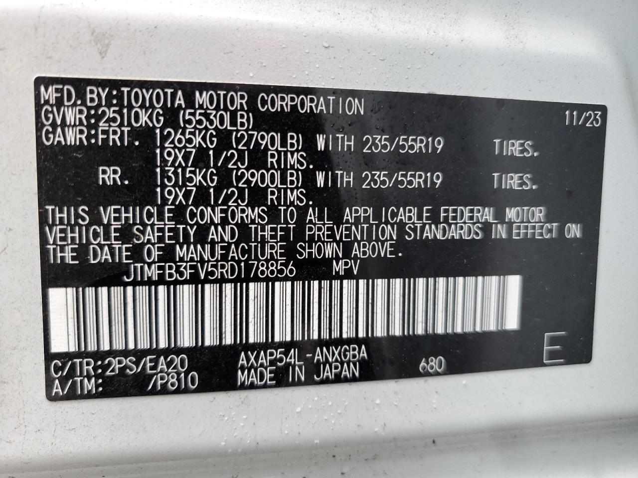 JTMFB3FV5RD178856 2024 Toyota Rav4 Prime