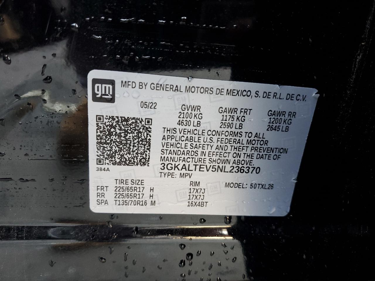 3GKALTEV5NL236370 2022 GMC Terrain Sle