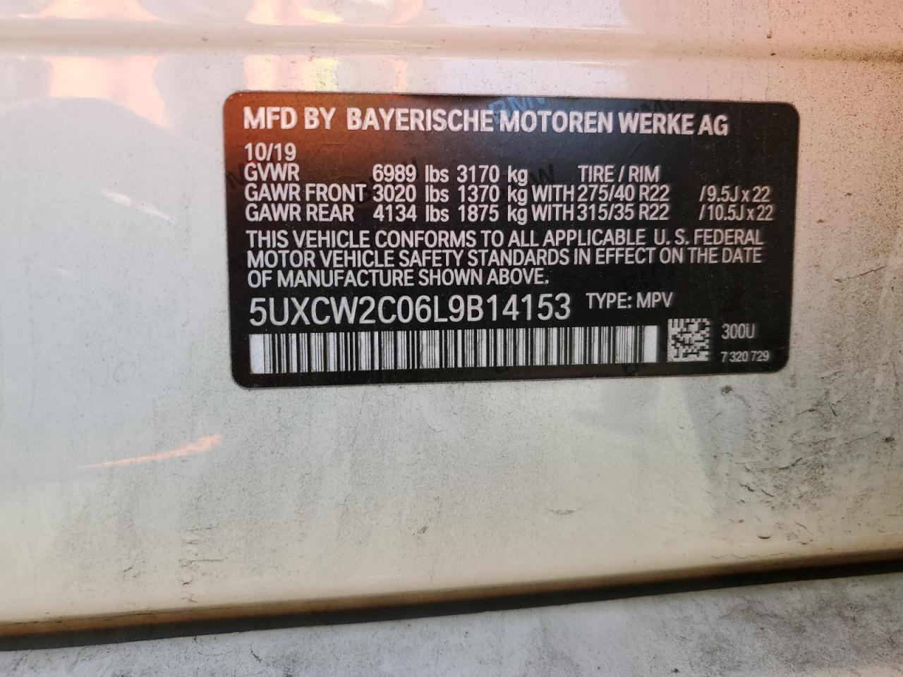 5UXCW2C06L9B14153 2020 BMW X7 xDrive40I