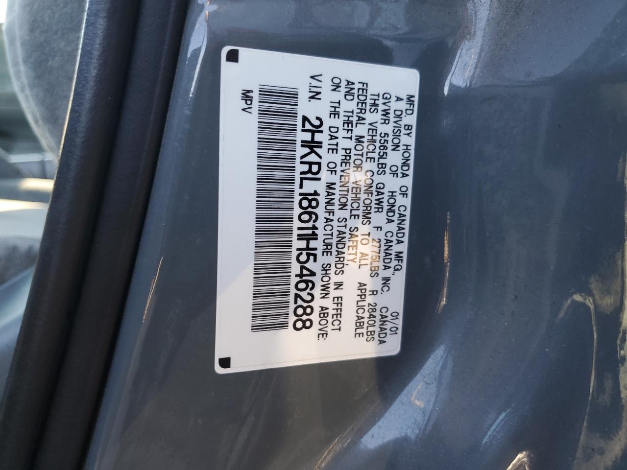 2HKRL18611H546288 2001 Honda Odyssey Ex