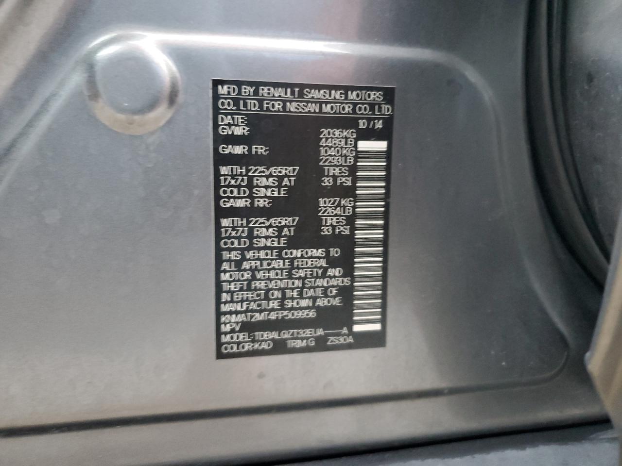 KNMAT2MT4FP509956 2015 NISSAN ROGUE - Image 15