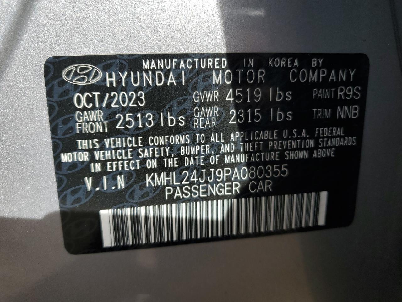 2023 Hyundai Sonata Hybrid VIN: KMHL24JJ9PA080355 Lot: 77223534