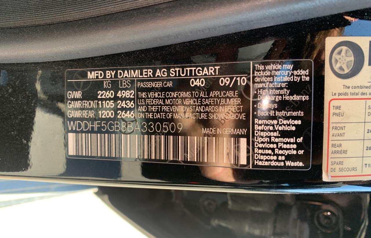 WDDHF5GB8BA330509 2011 Mercedes-Benz E 350