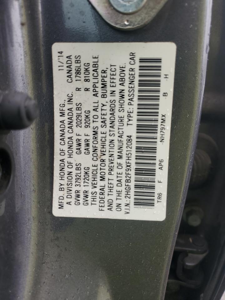 2HGFB2F9XFH512084 2015 Honda Civic Exl