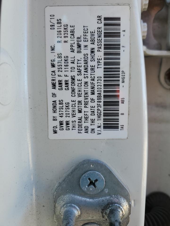 1HGCP3F89BA003730 2011 Honda Accord Exl