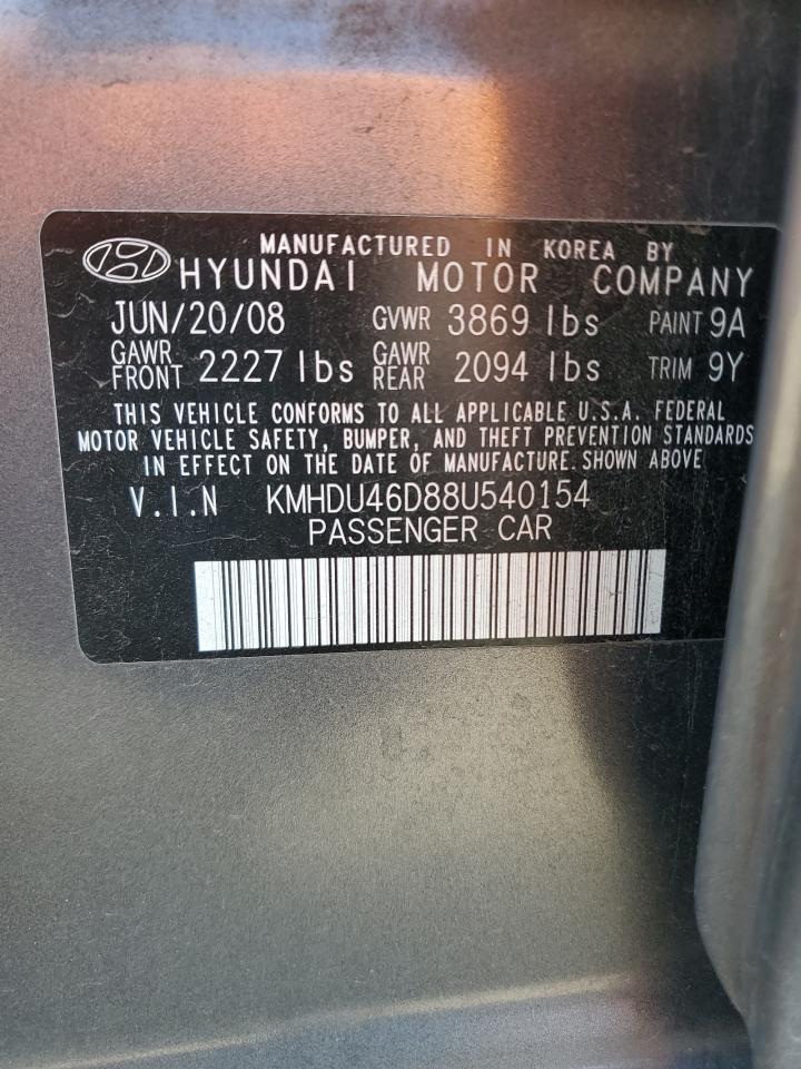 KMHDU46D88U540154 2008 Hyundai Elantra Gls