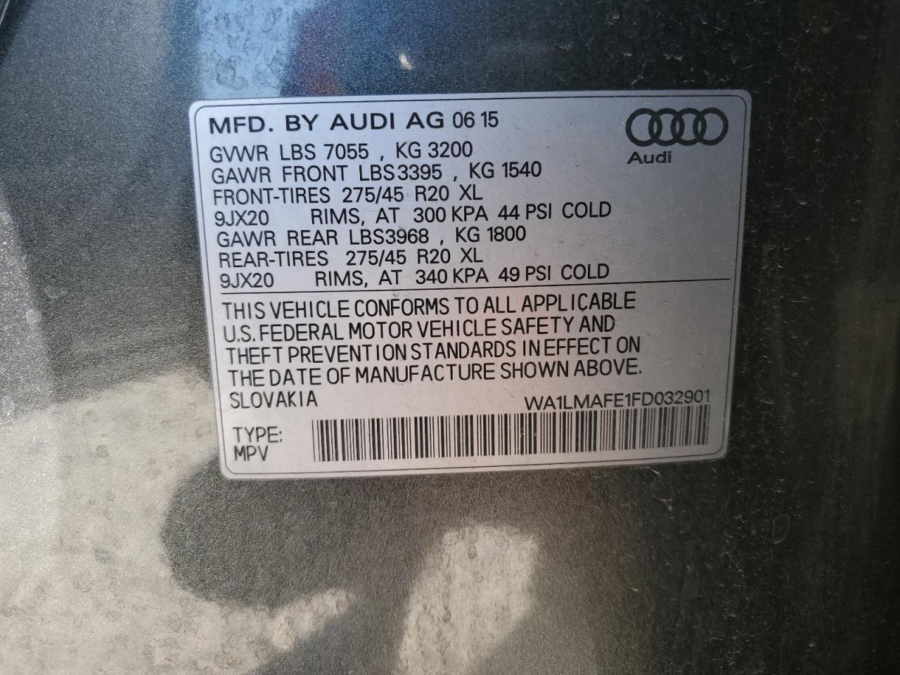 2015 Audi Q7 Tdi Premium Plus VIN: WA1LMAFE1FD032901 Lot: 77776784