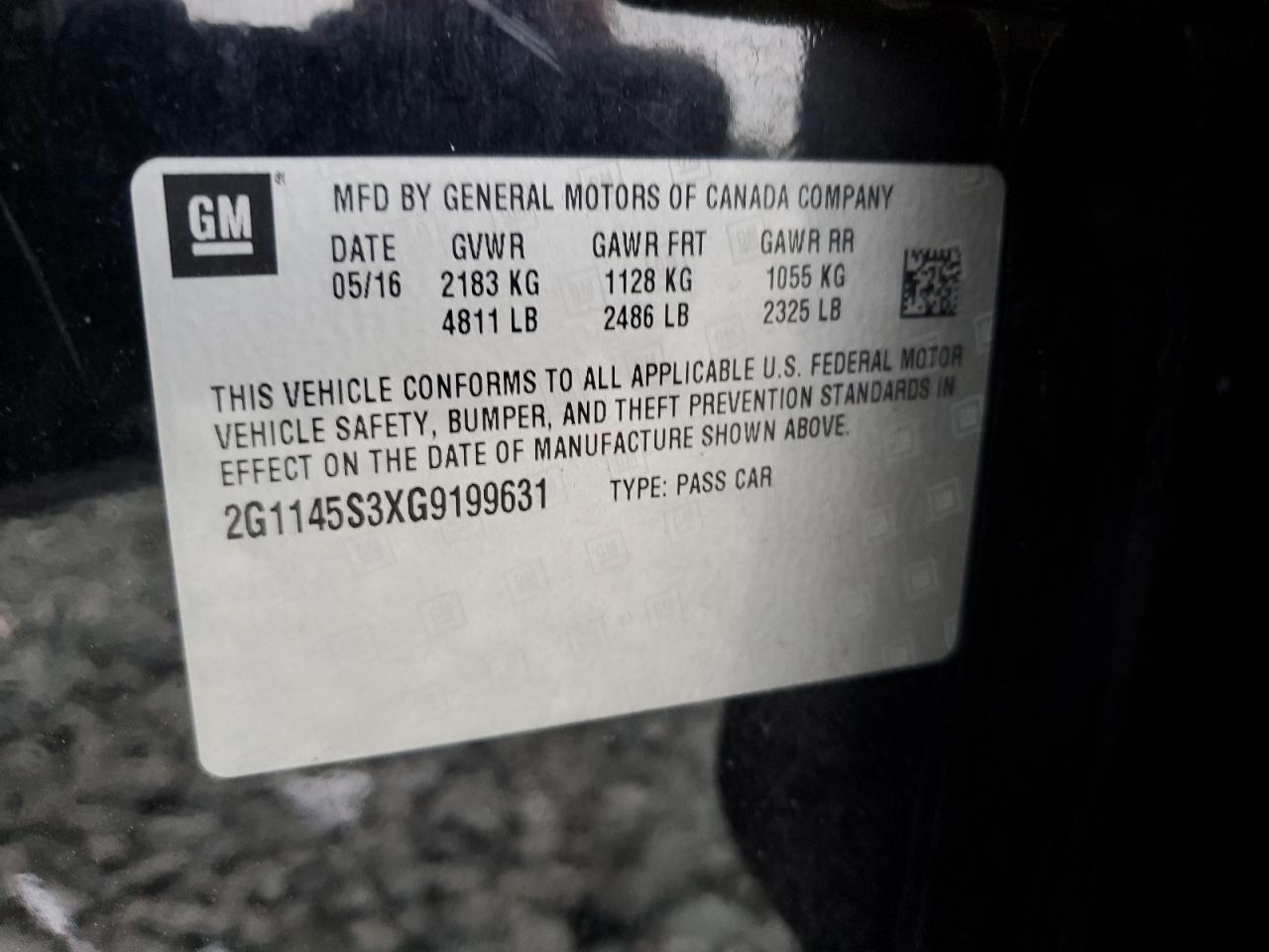 2G1145S3XG9199631 2016 Chevrolet Impala Ltz