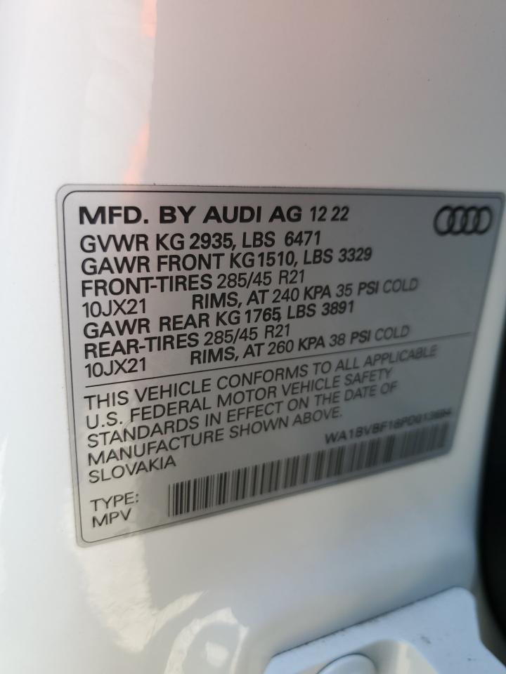 2023 Audi Q8 Premium Plus VIN: WA1BVBF18PD013694 Lot: 76397744