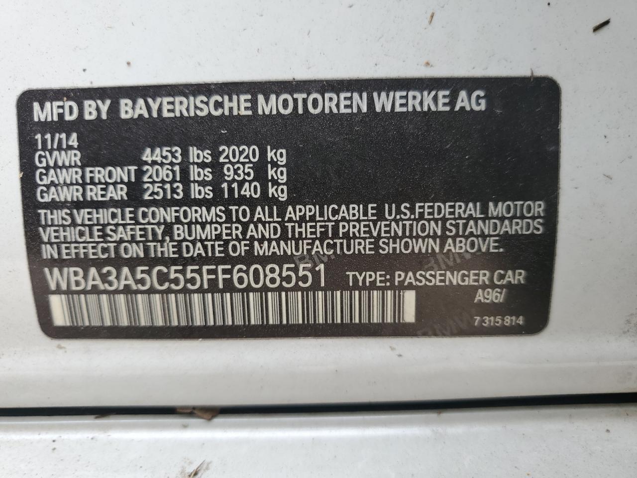 WBA3A5C55FF608551 2015 BMW 328 I