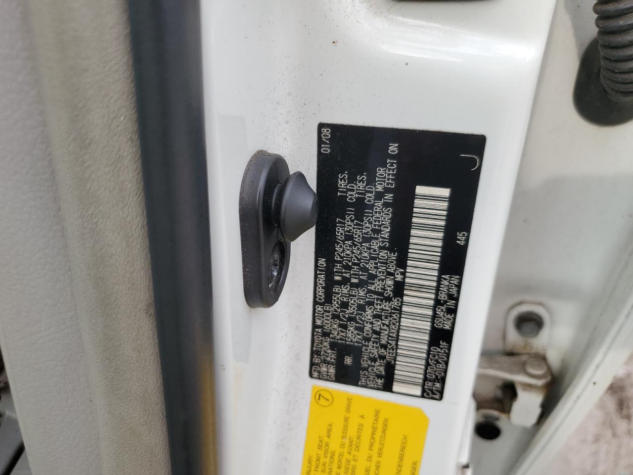 2008 Toyota Highlander VIN: JTEES41AX82061785 Lot: 77906044