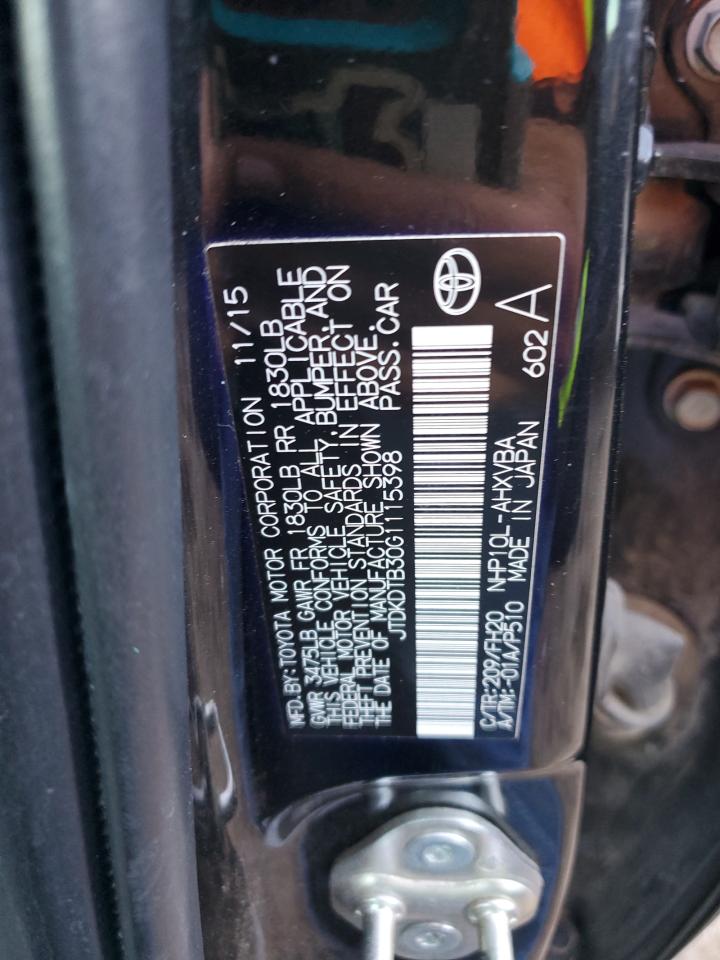 JTDKDTB30G1115398 2016 Toyota Prius C