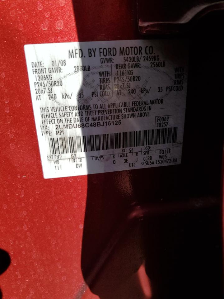 2008 Lincoln Mkx VIN: 2LMDU68C48BJ16125 Lot: 78009874