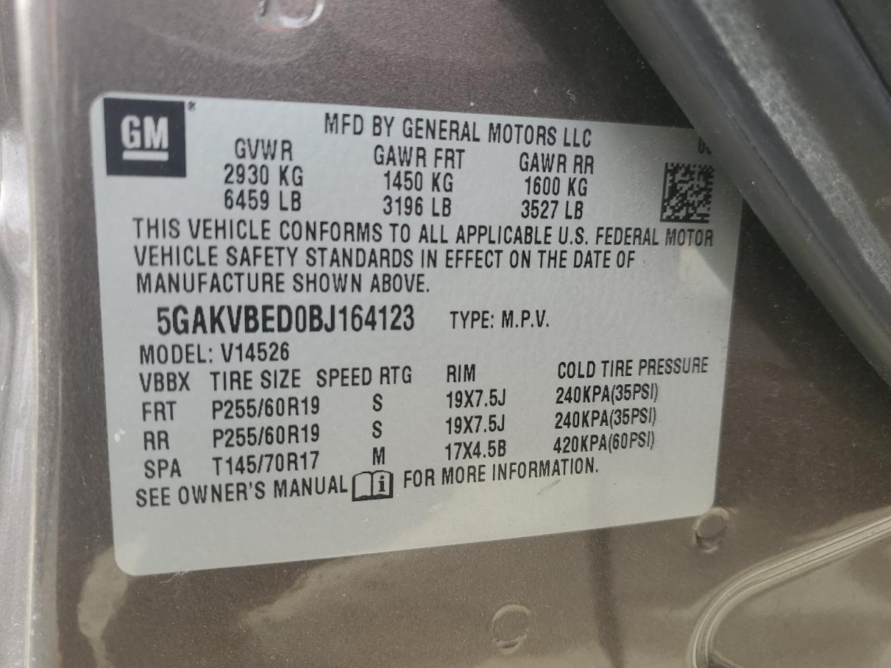 5GAKVBED0BJ164123 2011 Buick Enclave Cxl