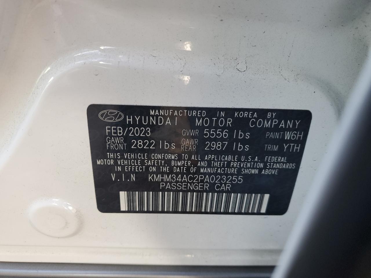 KMHM34AC2PA023255 2023 Hyundai Ioniq 6 Sel