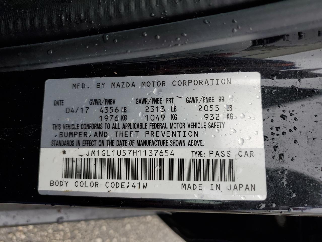 JM1GL1U57H1137654 2017 Mazda 6 Sport