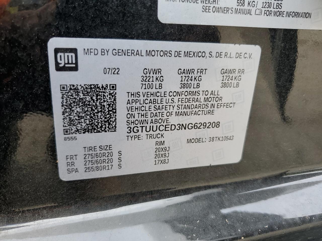 3GTUUCED3NG629208 2022 GMC Sierra K1500 Elevation