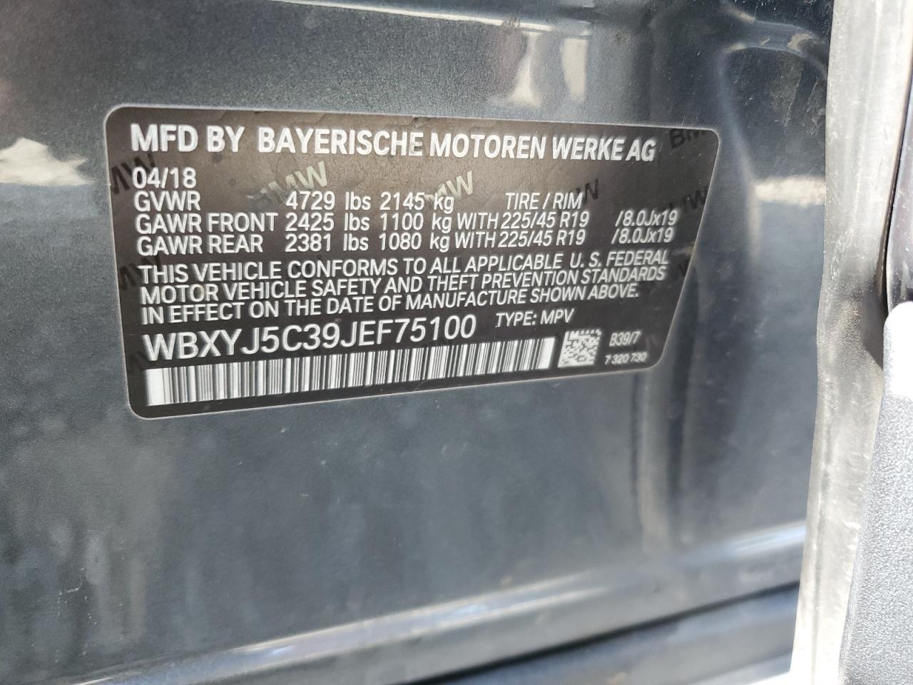 WBXYJ5C39JEF75100 2018 BMW X2 xDrive28I