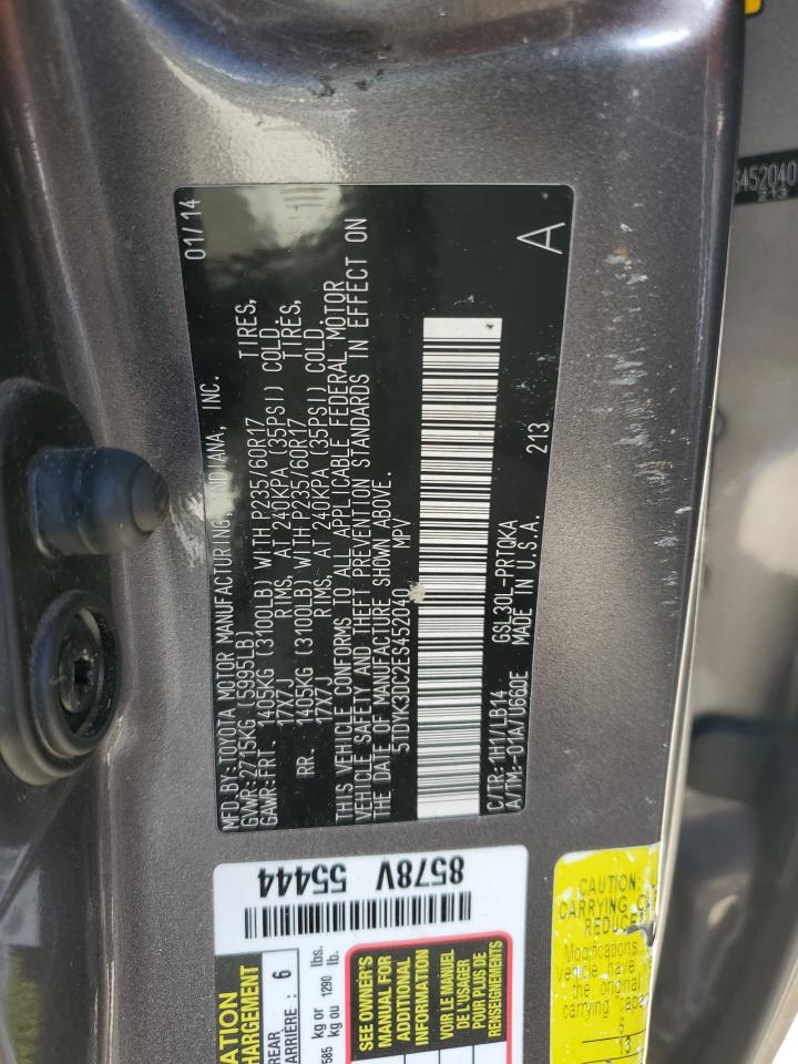 VIN 5TDYK3DC2ES452040 2014 TOYOTA All Models no.13