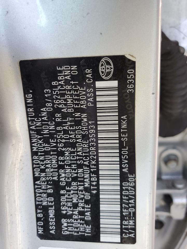 4T4BF1FK2DR335931 2013 Toyota Camry L