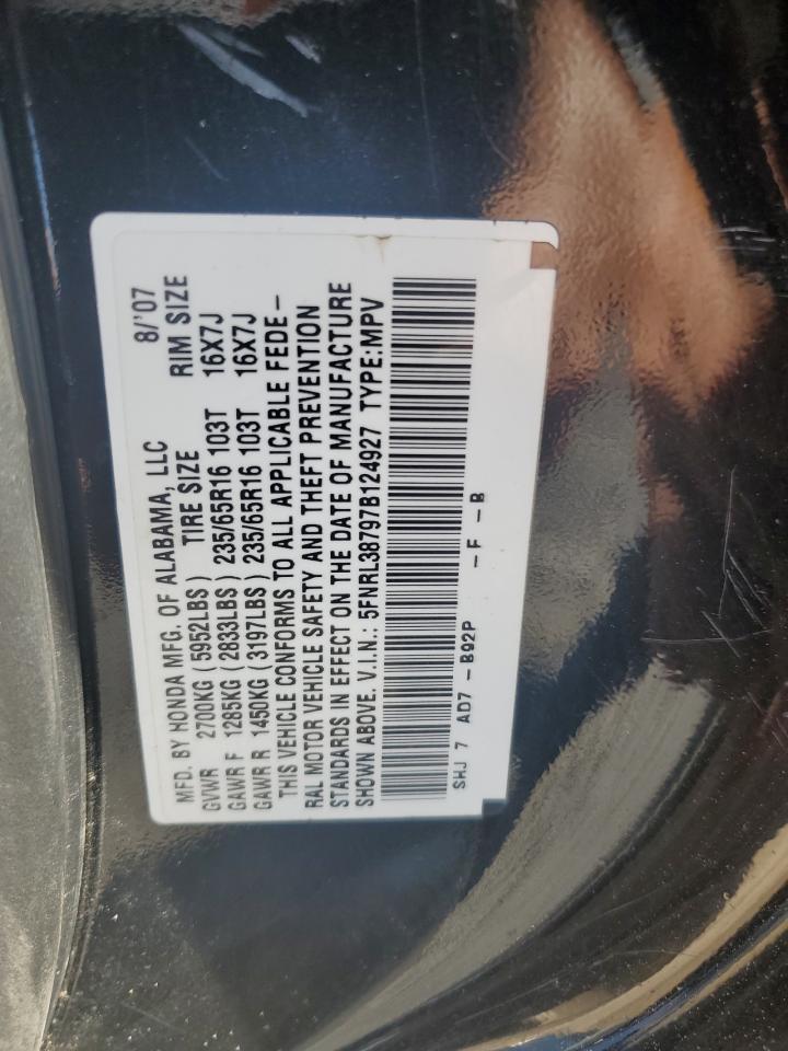 5FNRL38797B124927 2007 Honda Odyssey Exl