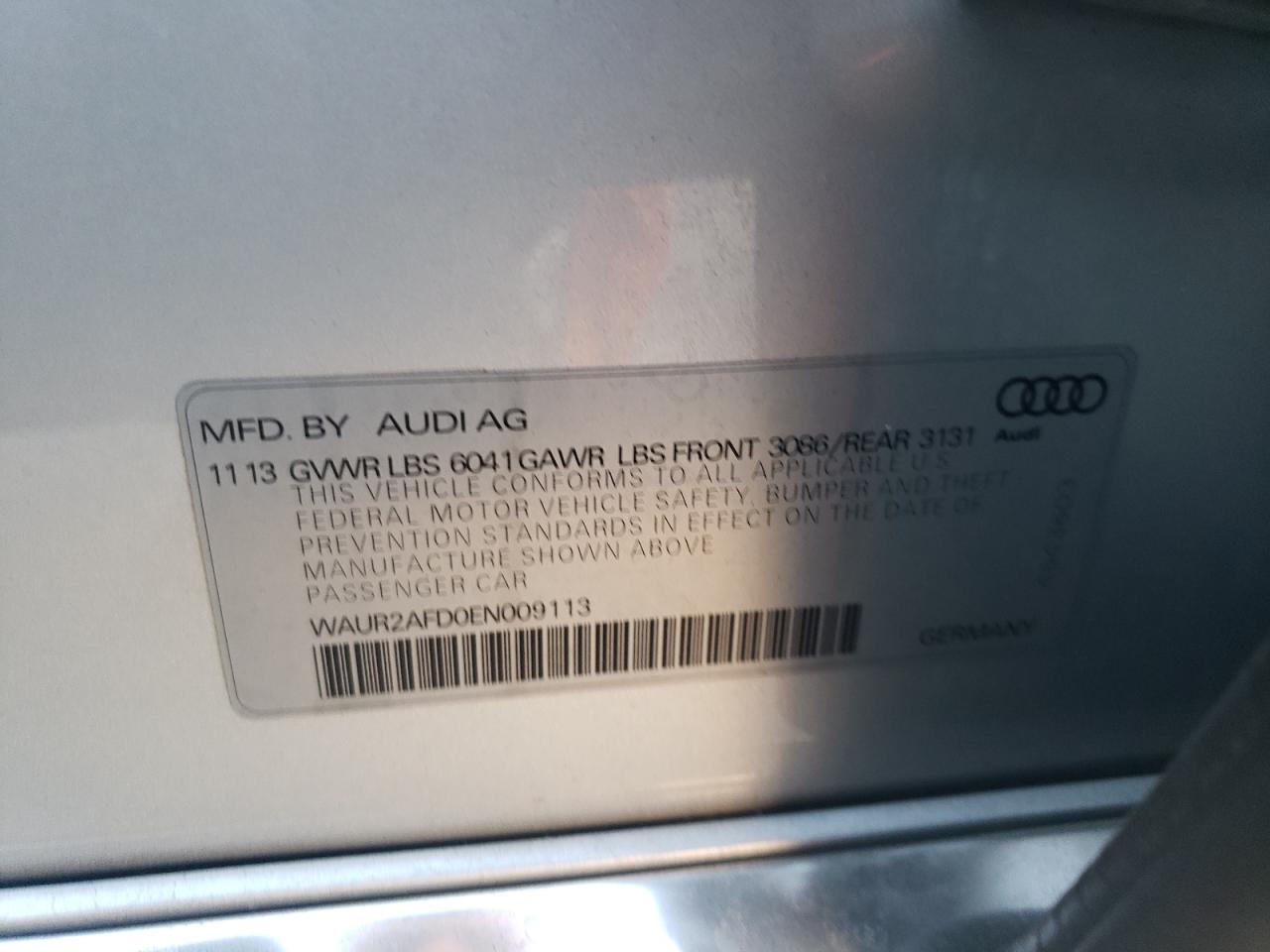 WAUR2AFD0EN009113 2014 Audi A8 L Quattro