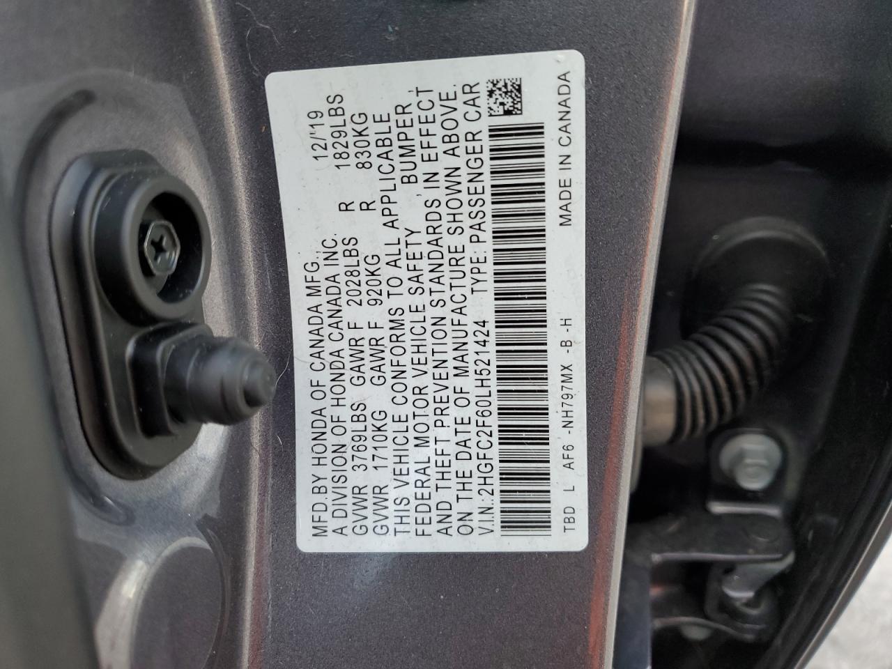 2HGFC2F60LH521424 2020 Honda Civic Lx