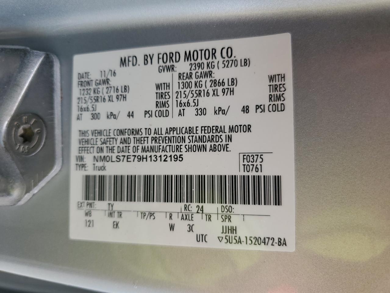 NM0LS7E79H1312195 2017 Ford Transit Connect Xl