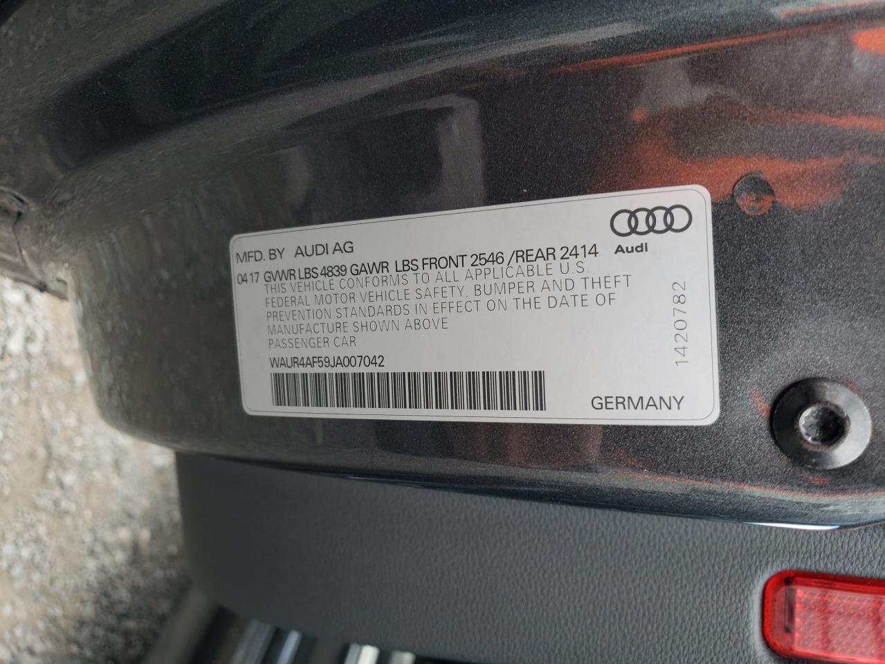 WAUR4AF59JA007042 2018 Audi S5 Prestige