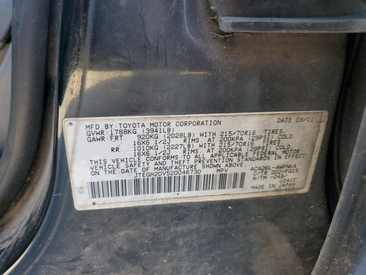 JTEGH20V520046730 2002 Toyota Rav4