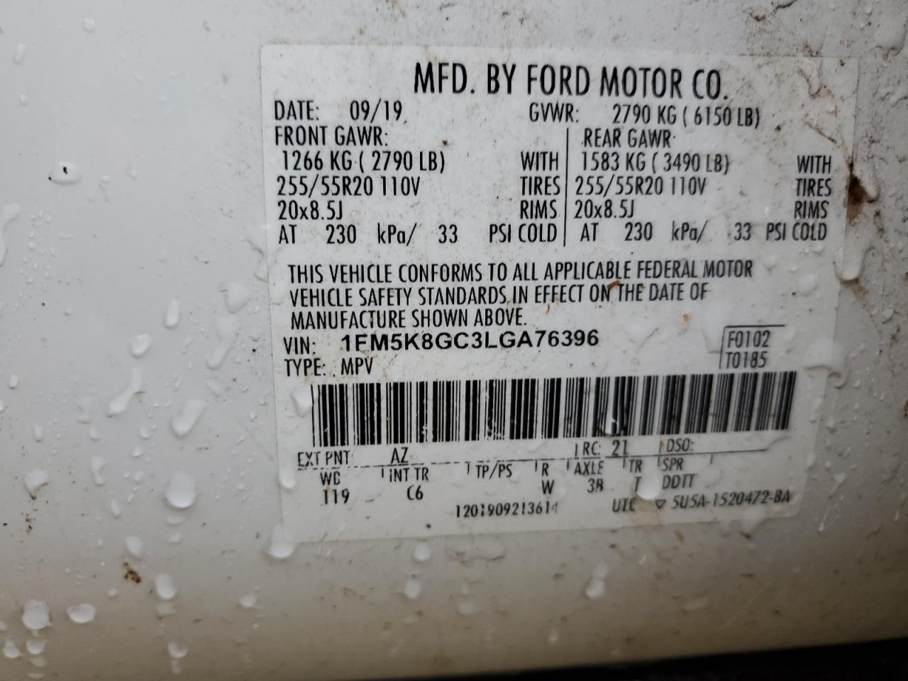 2020 Ford Explorer St VIN: 1FM5K8GC3LGA76396 Lot: 75510734