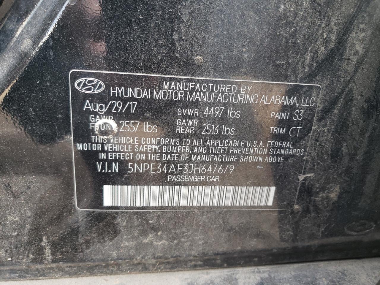 5NPE34AF3JH647679 2018 Hyundai Sonata Sport