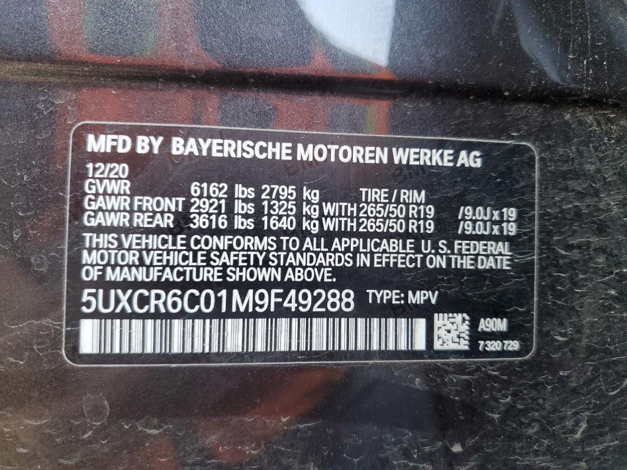 5UXCR6C01M9F49288 2021 BMW X5 xDrive40I