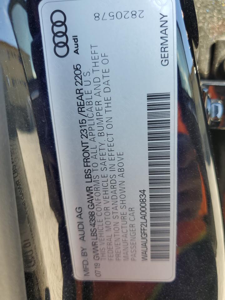 2020 Audi A3 Premium VIN: WAUAUGFF2LA000834 Lot: 73287754