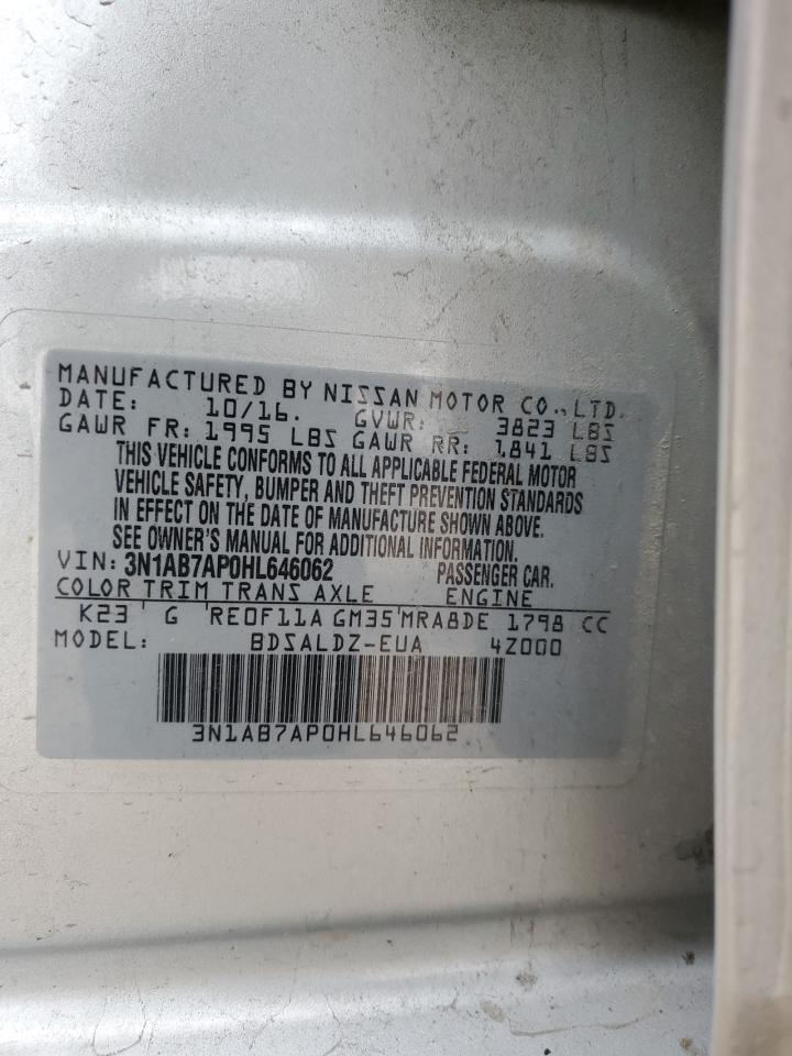 3N1AB7AP0HL646062 2017 Nissan Sentra S