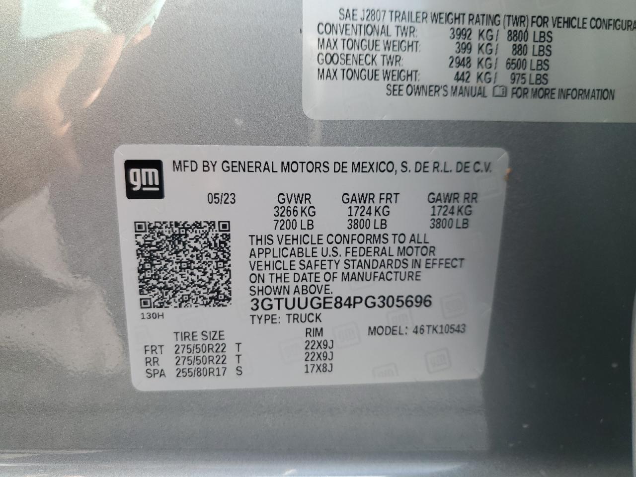 3GTUUGE84PG305696 2023 GMC Sierra K1500 Denali