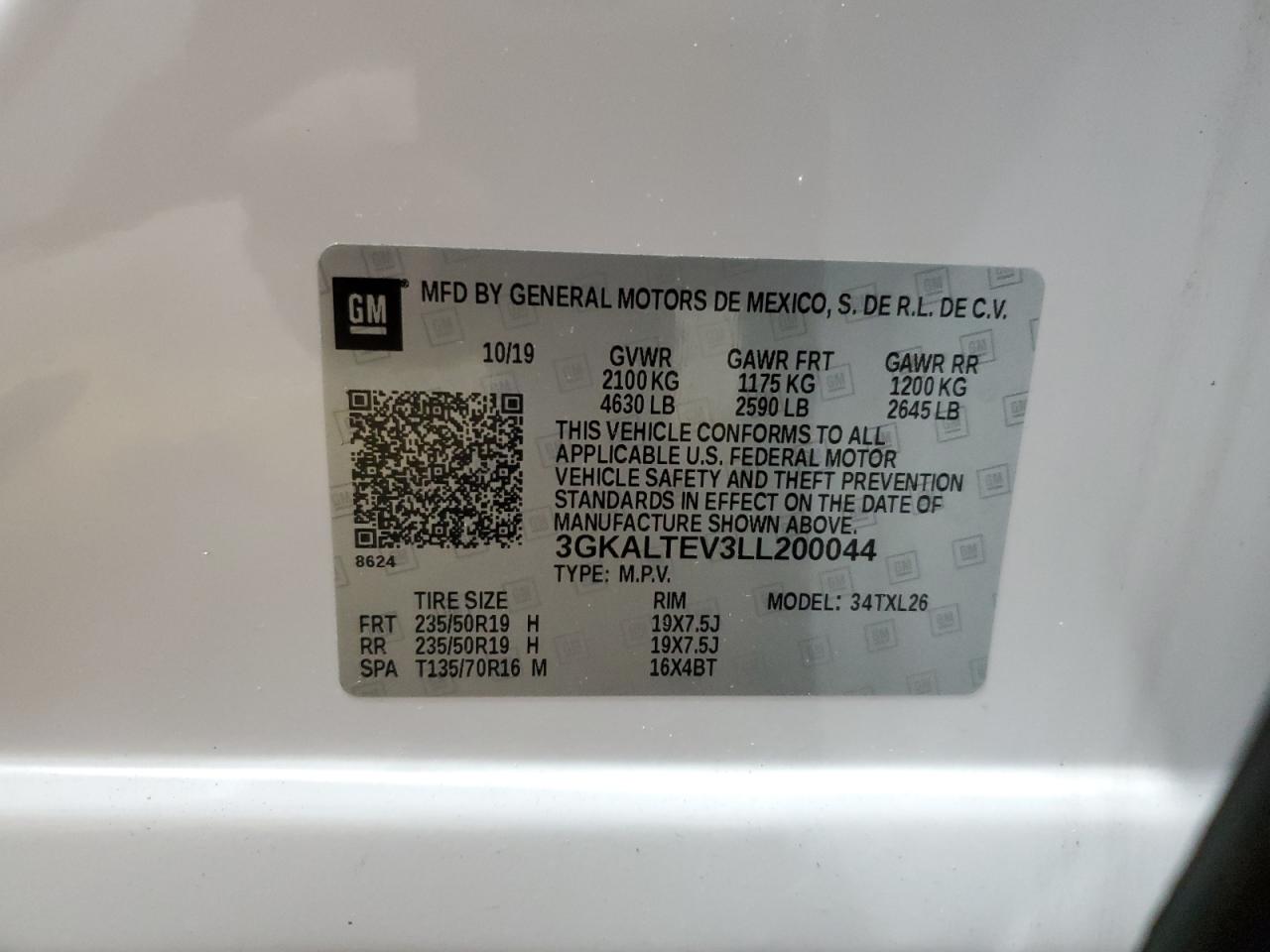 3GKALTEV3LL200044 2020 GMC Terrain Sle