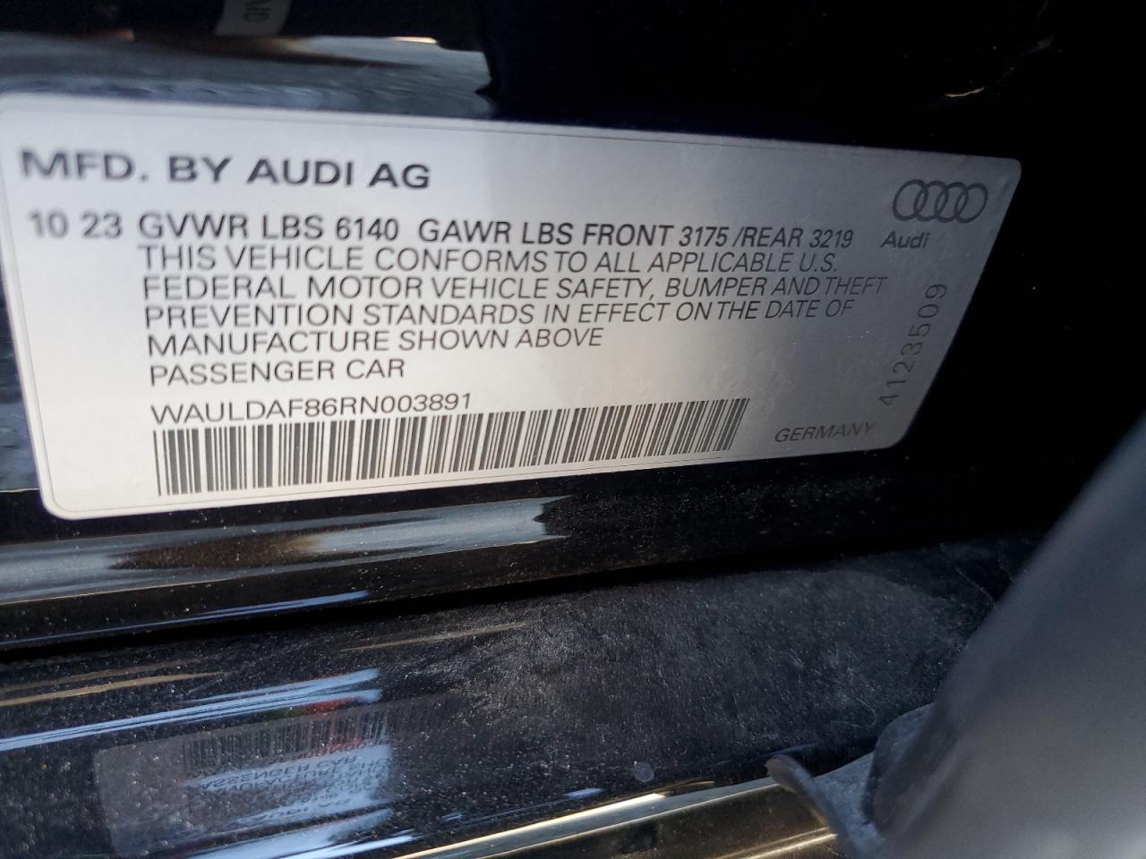 2024 Audi A8 L VIN: WAULDAF86RN003891 Lot: 77408804