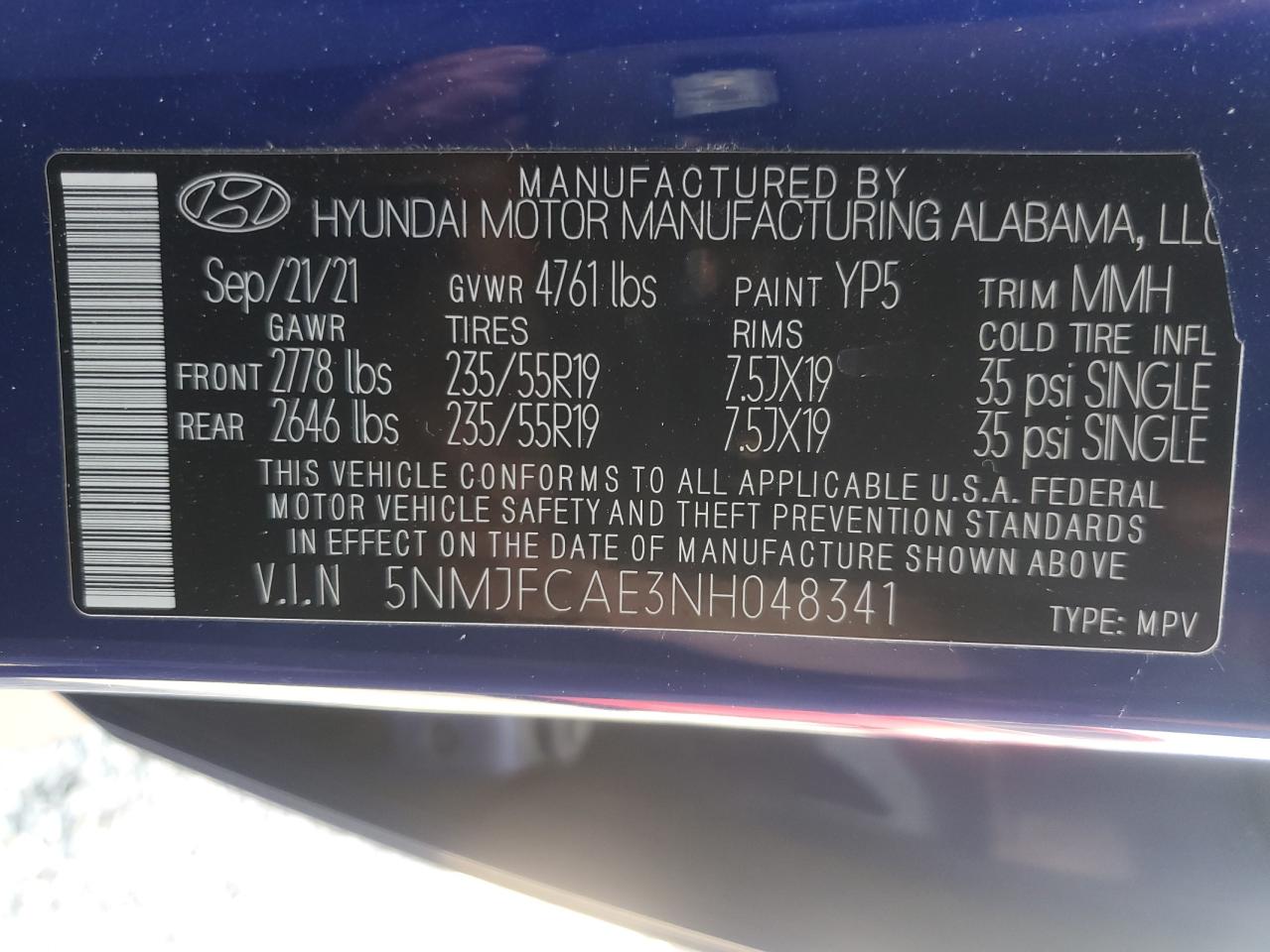 5NMJFCAE3NH048341 2022 Hyundai Tucson Sel