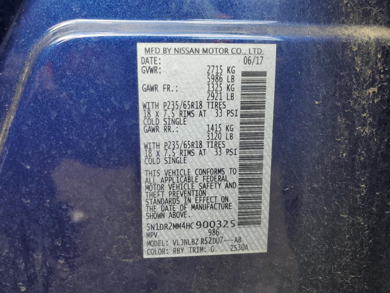 2017 Nissan Pathfinder S VIN: 5N1DR2MM4HC900325 Lot: 75174814