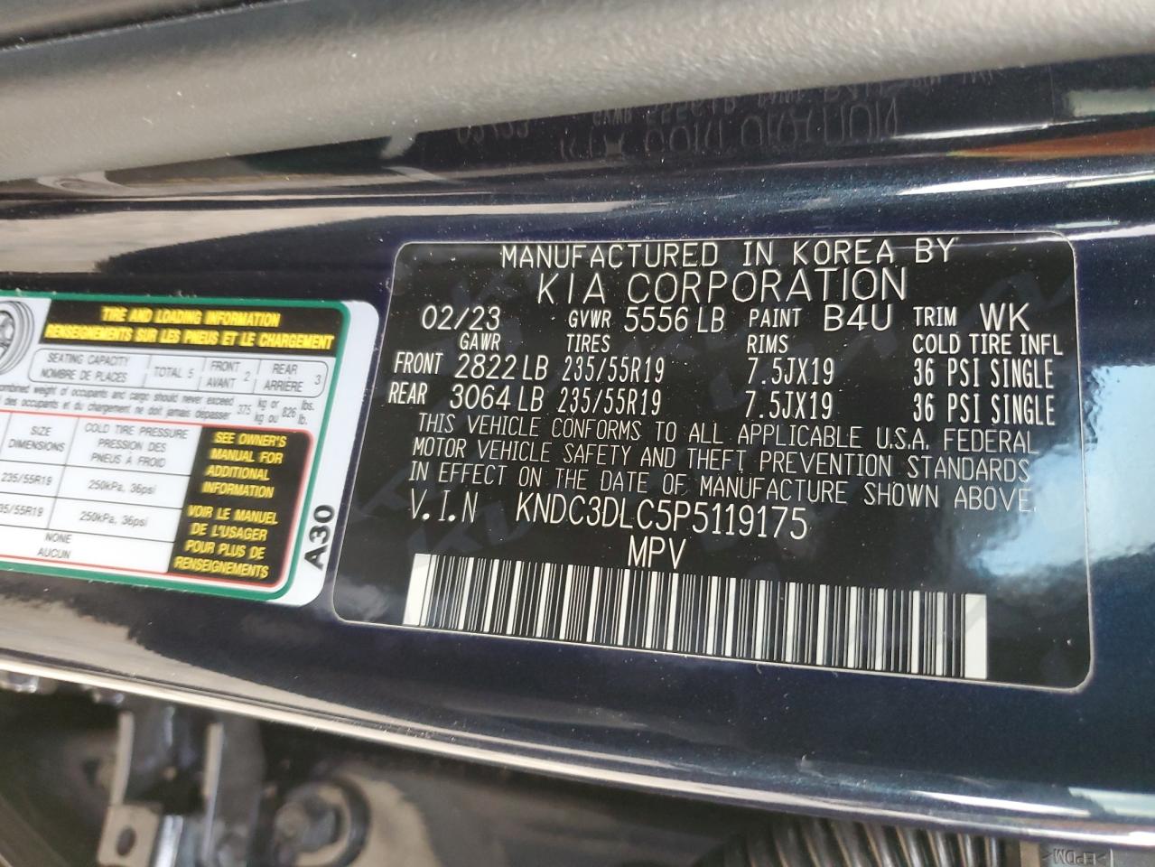 KNDC3DLC5P5119175 2023 Kia Ev6 Light