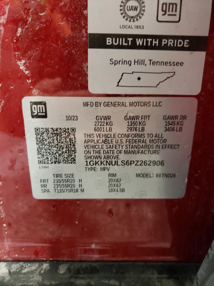 2023 GMC Acadia Slt VIN: 1GKKNULS6PZ262906 Lot: 76117844