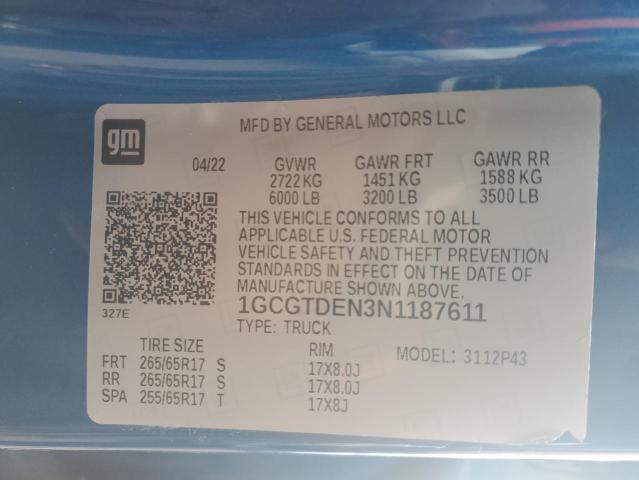 1GCGTDEN3N1187611 Chevrolet Colorado Z 13