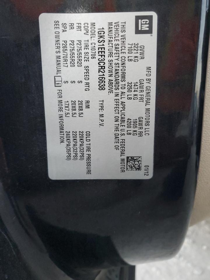 2012 GMC Yukon Denali VIN: 1GKS1EEF3CR216638 Lot: 74487894