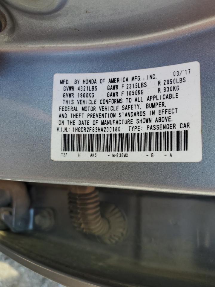 1HGCR2F83HA200180 2017 Honda Accord Exl