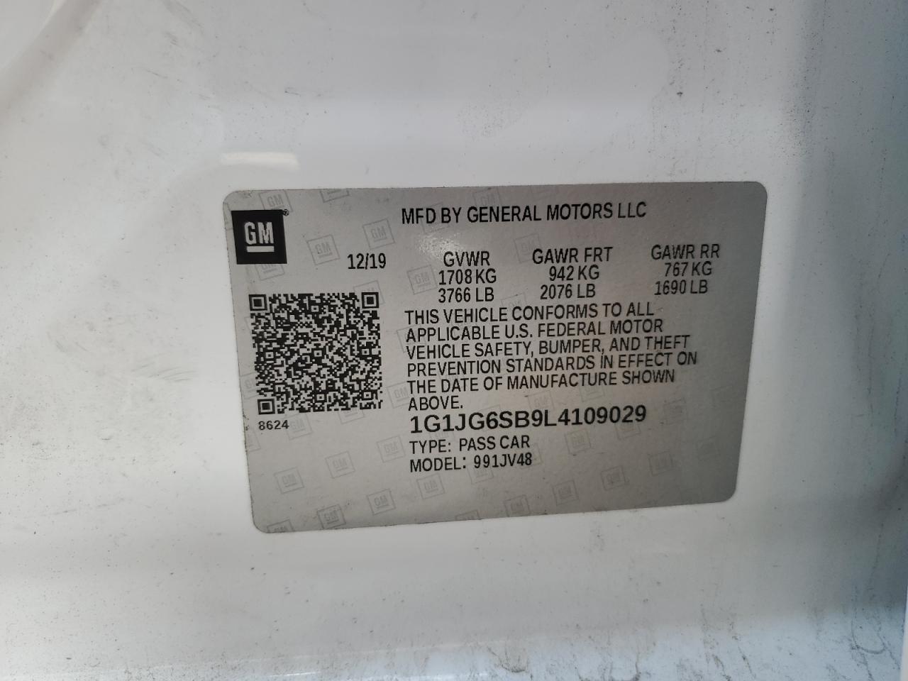 1G1JG6SB9L4109029 2020 Chevrolet Sonic