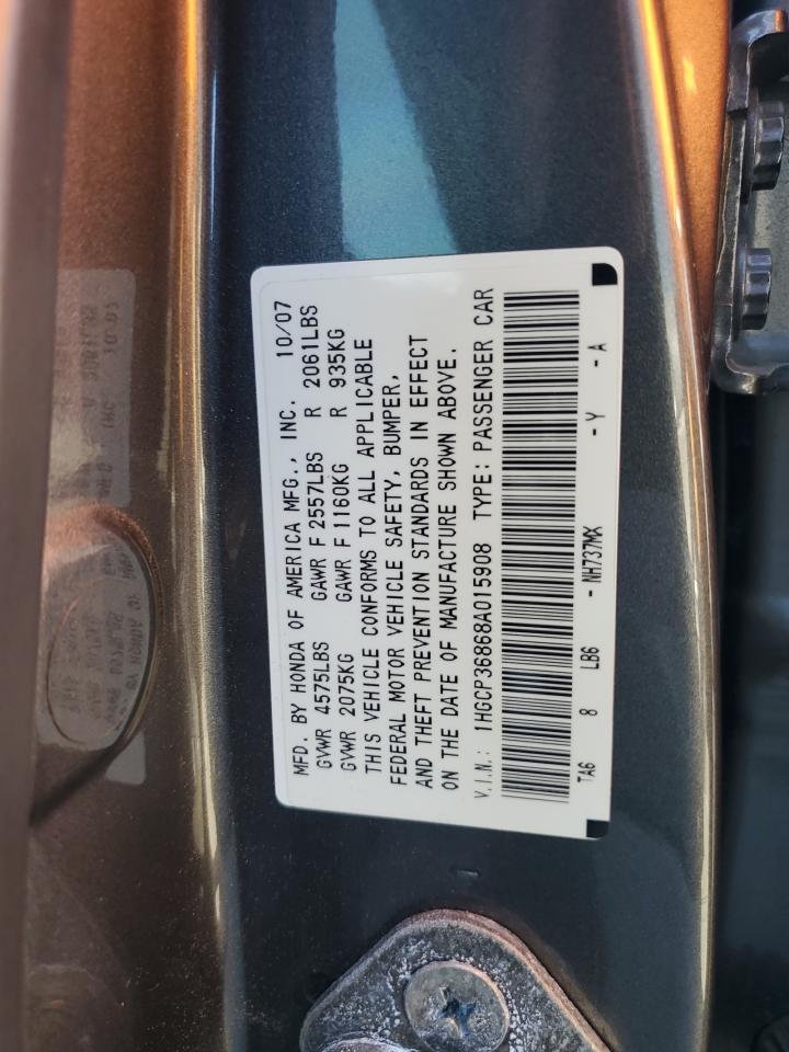 1HGCP36868A015908 2008 Honda Accord Exl