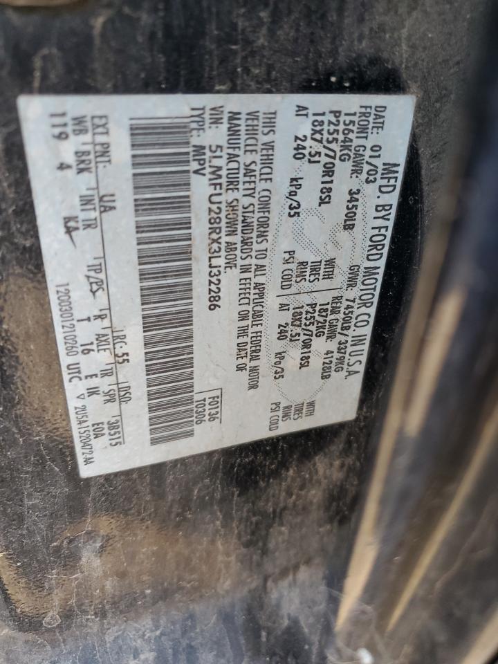 2003 Lincoln Navigator VIN: 5LMFU28RX3LJ32286 Lot: 75505254